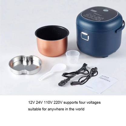12V 24V 110V 220V 2L four voltage car home rice cooker van car rice cooker for travel global voltage use