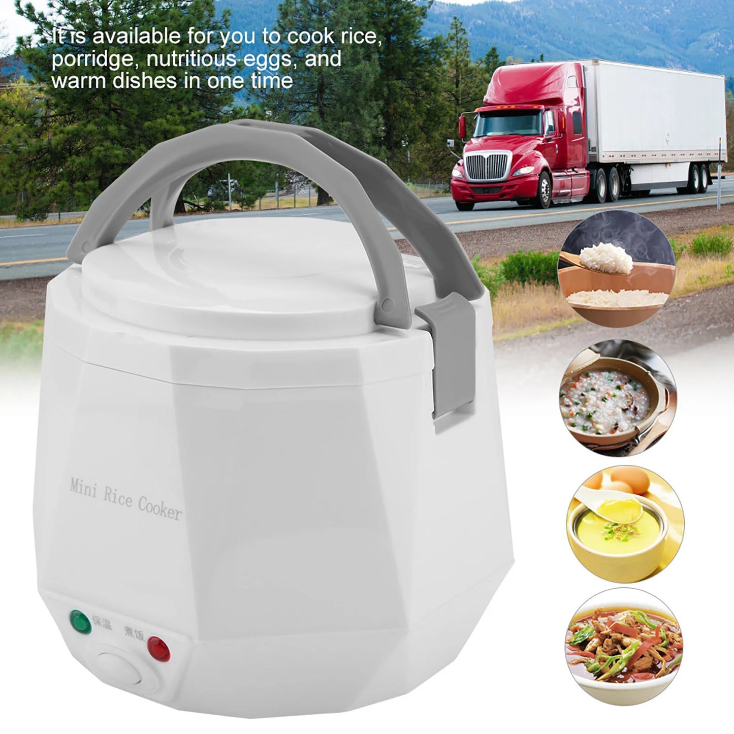 24V Electric Rice Cooker 1.6 L Portable Multifunctional Cookint Pot  Food Steamer for Truck Electric Rice Cooker 140W