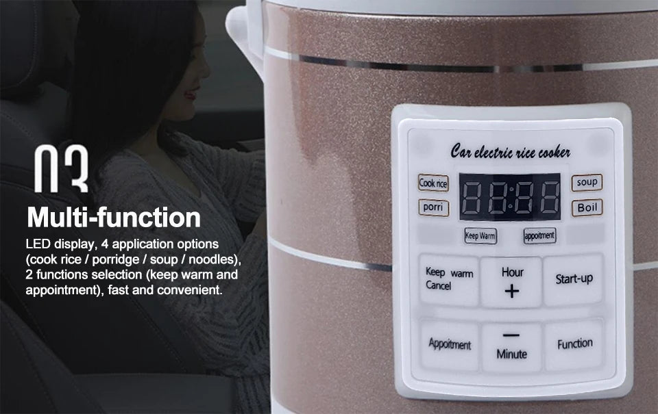 Rice Cooker Used in 12v 24v Car Multicooker Enough For Two to Three Persons